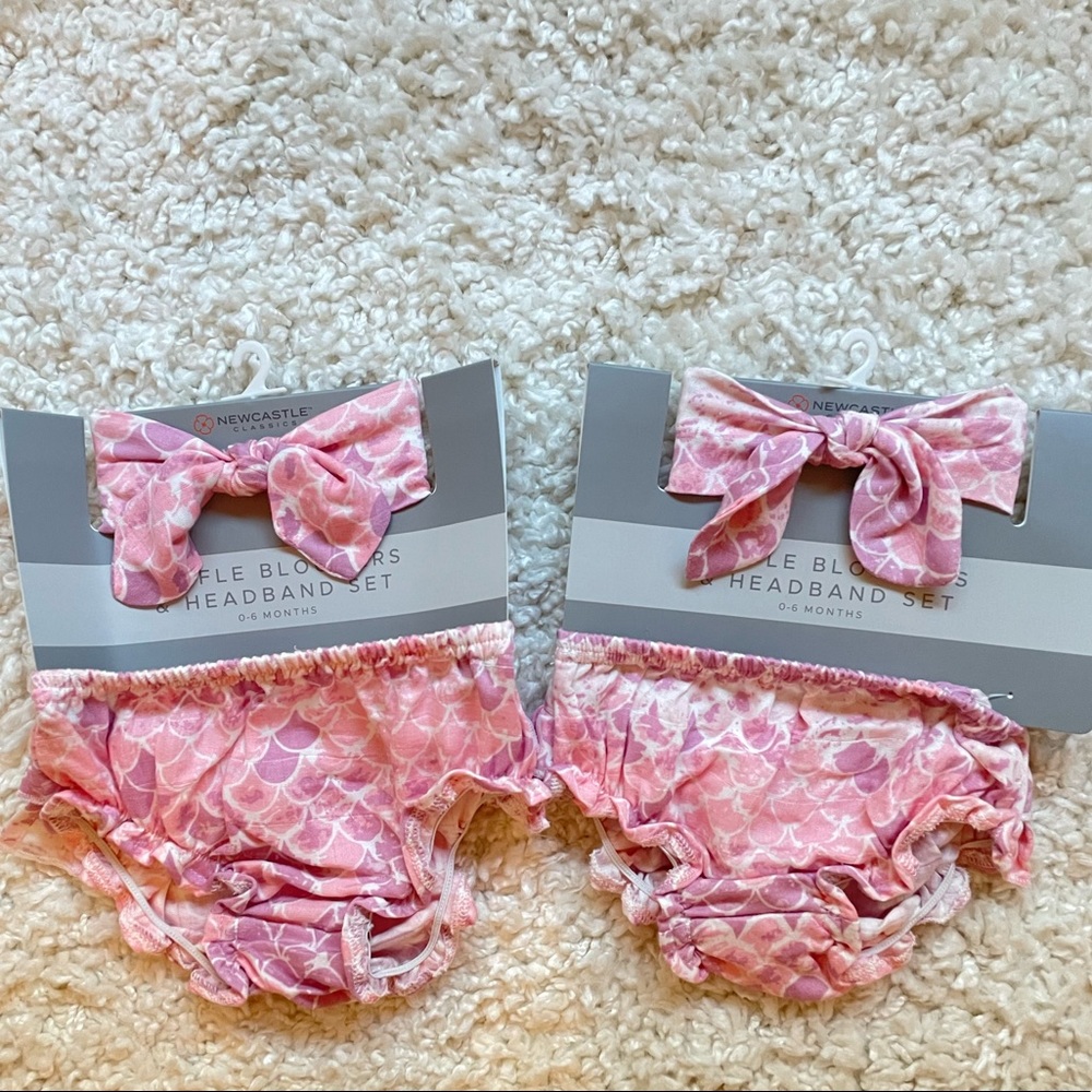 Ruffle bloomer and bow set